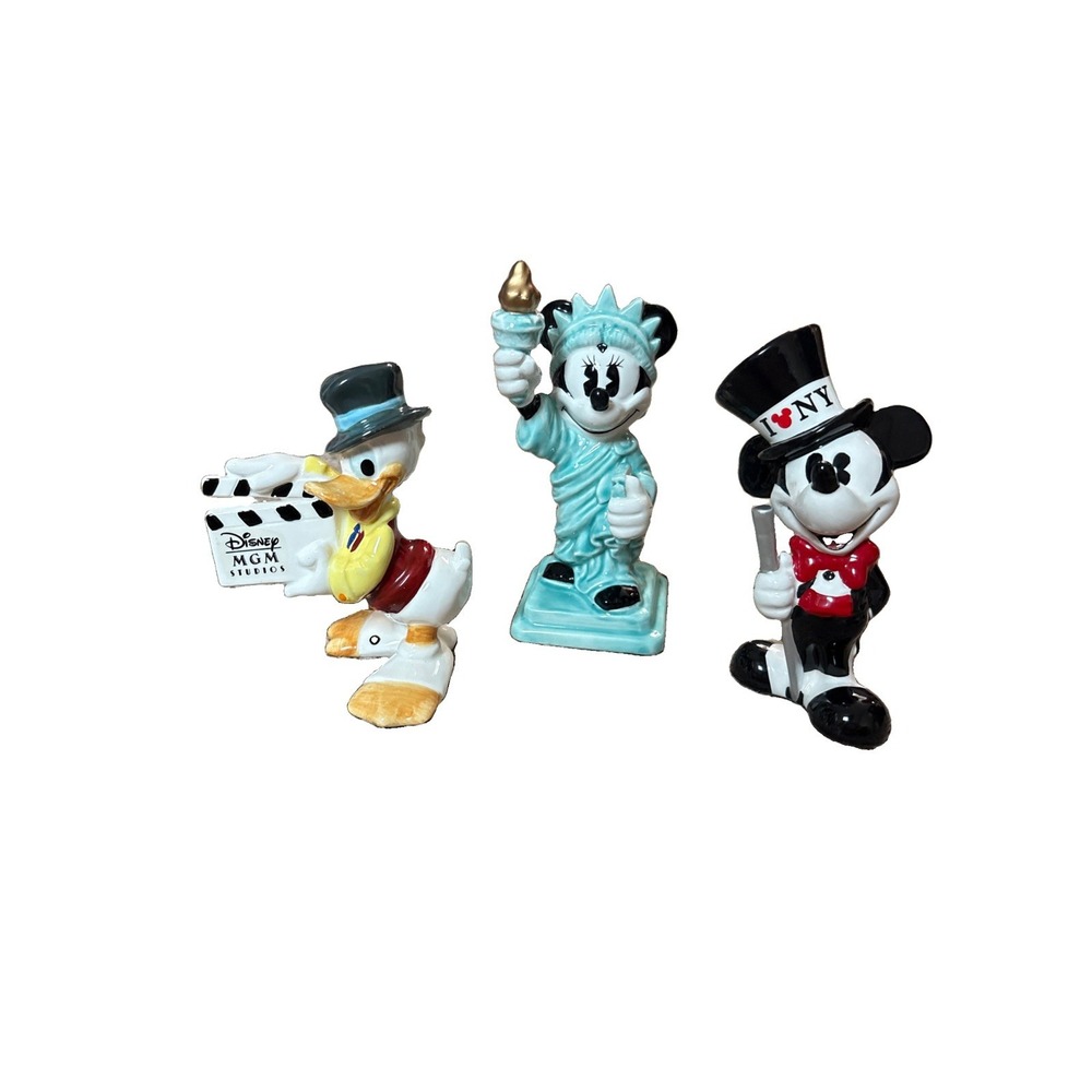 Vintage Disney Mickey Mouse NY Minnie Mouse NY, Donald Duck Japan Ceramic 5 Inch